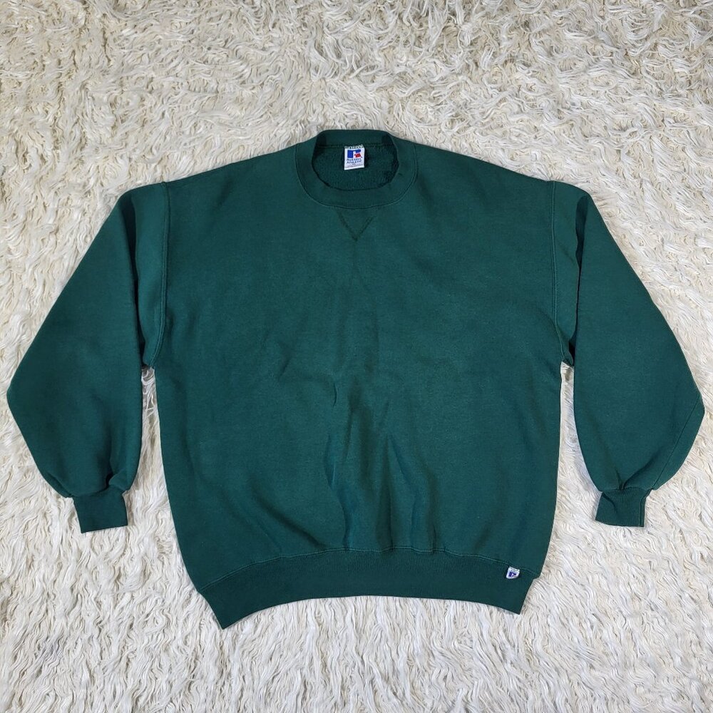 Vintage 90's Russell Athletic Crew Sweater Made in USA Green Men's XL